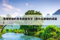 思绪敏捷的意思和造句子（思什么敏捷的成语）