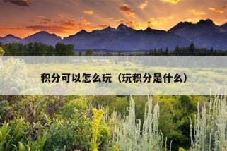 积分可以怎么玩（玩积分是什么）