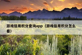 游戏信用积分查询app（游戏信用积分怎么看）