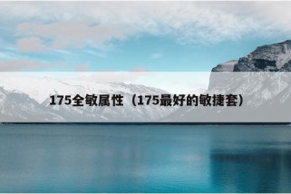 175全敏属性（175最好的敏捷套）