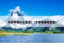 才思敏捷什么意思?（才思敏捷啥意思）