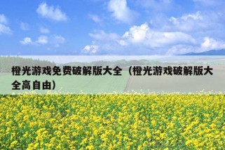 橙光游戏免费破解版大全（橙光游戏破解版大全高自由）