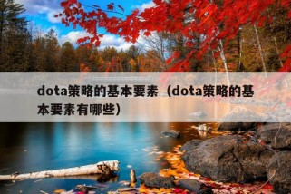 dota策略的基本要素（dota策略的基本要素有哪些）