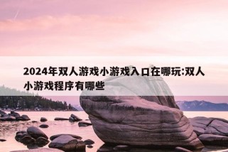 2024年双人游戏小游戏入口在哪玩:双人小游戏程序有哪些