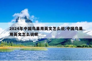 2024年中国鸟巢用英文怎么说:中国鸟巢用英文怎么说呢