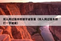 双人同过独木桥猜字谜答案（双人同过独木桥打一字谜底）