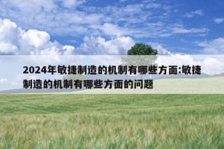 2024年敏捷制造的机制有哪些方面:敏捷制造的机制有哪些方面的问题