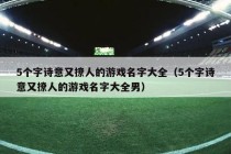 5个字诗意又撩人的游戏名字大全（5个字诗意又撩人的游戏名字大全男）