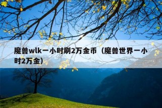 魔兽wlk一小时刷2万金币（魔兽世界一小时2万金）