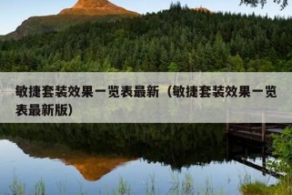 敏捷套装效果一览表最新（敏捷套装效果一览表最新版）