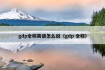 gdp全称英语怎么说（gdp 全称）