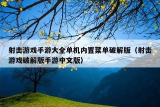 射击游戏手游大全单机内置菜单破解版（射击游戏破解版手游中文版）