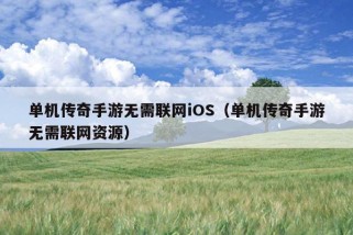 单机传奇手游无需联网iOS（单机传奇手游无需联网资源）