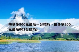 拼多多800元最后一分技巧（拼多多800元最后001分技巧）