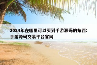 2024年在哪里可以买到手游源码的东西:手游源码交易平台官网