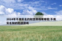 2024年不用实名的射击游戏有哪些:不用实名制的枪战游戏