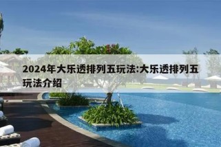 2024年大乐透排列五玩法:大乐透排列五玩法介绍