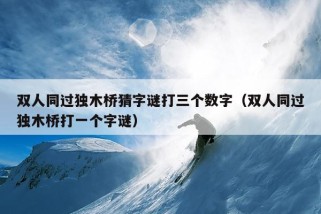 双人同过独木桥猜字谜打三个数字（双人同过独木桥打一个字谜）