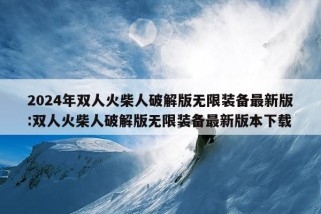 2024年双人火柴人破解版无限装备最新版:双人火柴人破解版无限装备最新版本下载