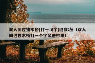 双人同过独木桥(打一汉字)谜底:丛（双人同过独木桥打一个字又进村里）