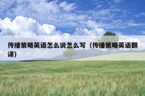 传播策略英语怎么说怎么写（传播策略英语翻译）