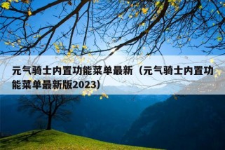 元气骑士内置功能菜单最新（元气骑士内置功能菜单最新版2023）