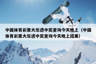 中国体育彩票大乐透中奖查询今天晚上（中国体育彩票大乐透中奖查询今天晚上结果）