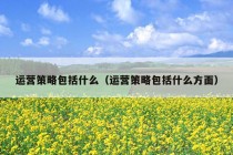 运营策略包括什么（运营策略包括什么方面）