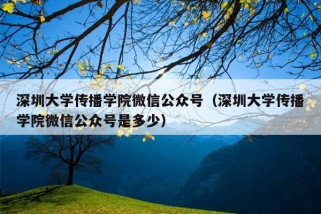 深圳大学传播学院微信公众号（深圳大学传播学院微信公众号是多少）