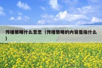 传播策略什么意思（传播策略的内容是指什么）