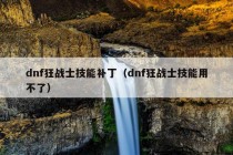 dnf狂战士技能补丁（dnf狂战士技能用不了）