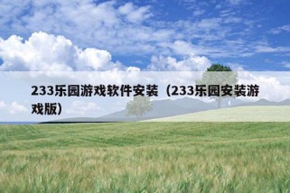 233乐园游戏软件安装（233乐园安装游戏版）