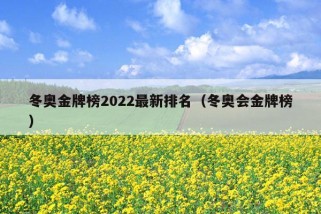 冬奥金牌榜2022最新排名（冬奥会金牌榜）