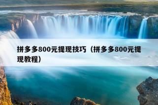 拼多多800元提现技巧（拼多多800元提现教程）