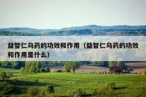 益智仁乌药的功效和作用（益智仁乌药的功效和作用是什么）