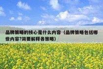 品牌策略的核心是什么内容（品牌策略包括哪些内容?简要解释各策略）