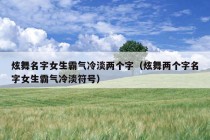 炫舞名字女生霸气冷淡两个字（炫舞两个字名字女生霸气冷淡符号）