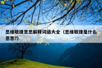 思维敏捷意思解释词语大全（思维敏捷是什么意思?）