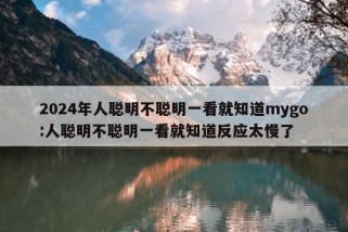 2024年人聪明不聪明一看就知道mygo:人聪明不聪明一看就知道反应太慢了