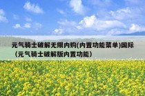 元气骑士破解无限内购(内置功能菜单)国际（元气骑士破解版内置功能）