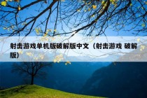 射击游戏单机版破解版中文（射击游戏 破解版）