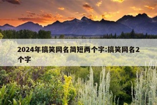 2024年搞笑网名简短两个字:搞笑网名2个字