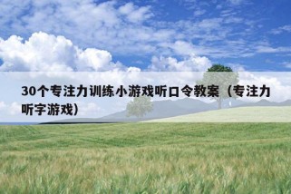 30个专注力训练小游戏听口令教案（专注力听字游戏）