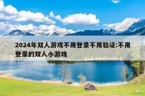 2024年双人游戏不用登录不用验证:不用登录的双人小游戏