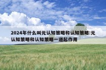 2024年什么叫元认知策略和认知策略:元认知策略和认知策略一道起作用