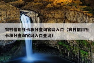 农村信用社卡积分查询官网入口（农村信用社卡积分查询官网入口查询）