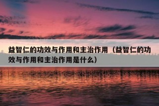 益智仁的功效与作用和主治作用（益智仁的功效与作用和主治作用是什么）