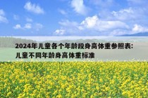 2024年儿童各个年龄段身高体重参照表:儿童不同年龄身高体重标准