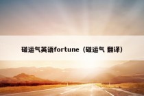 碰运气英语fortune（碰运气 翻译）