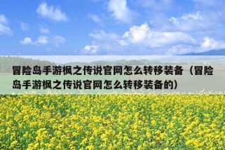 冒险岛手游枫之传说官网怎么转移装备（冒险岛手游枫之传说官网怎么转移装备的）